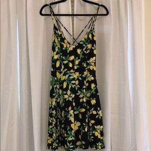 Flowy Knit Sundress - Black with Lemons Size L